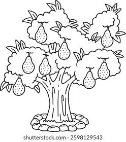 Avocado Tree Fruit Plant Isolated Coloring Page 