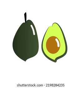 Avocado tropische Früchte, Vektorgrafik, Symbol, Symbol, Karte, Poster, Aufkleber, Logo, frisch, vegetarisch, natürlich, organisch