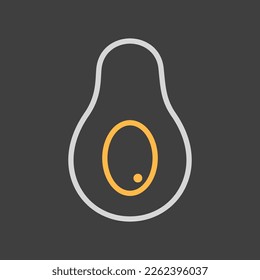 Vector de frutas tropicales aguacate sobre el fondo oscuro. Símbolo gráfico del sitio web de comida y bebida, diseño de aplicaciones, aplicaciones móviles y medios impresos, logotipo, interfaz de usuario