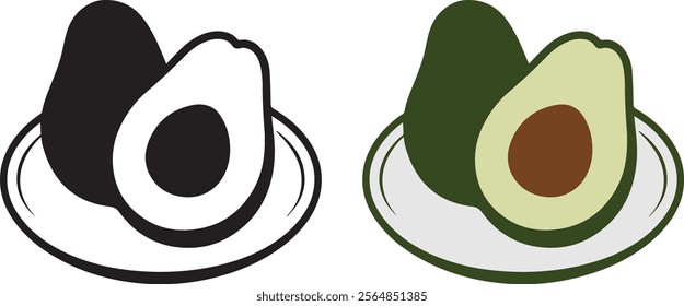 Avocado vector art, Avocado silhouette design, Avocado icon on white background