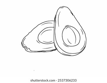 avocado vector with black line art