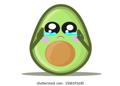 avocado vector emoticon character crying