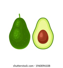 Icono plano vector de aguacate. Ilustración de caricatura.