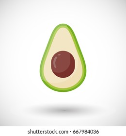 Avocado vector flat icon, Flat design of food, cosmetology and healthcare object with round shadow, vector illustration with reflections
