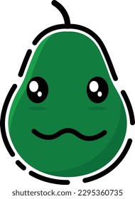 Avocado vector in the form of a cute emoticon