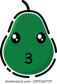 Avocado vector in the form of a cute emoticon