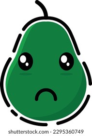 Avocado vector in the form of a cute emoticon