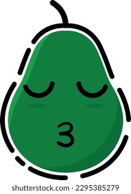 Avocado vector in the form of a cute emoticon.