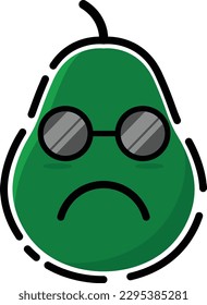 Avocado vector in the form of a cute emoticon.
