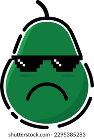 Avocado vector in the form of a cute emoticon.