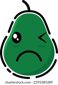 Avocado vector in the form of a cute emoticon.