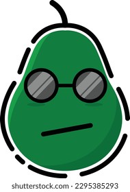 Vector de aguacate en forma de emoticono lindo.
