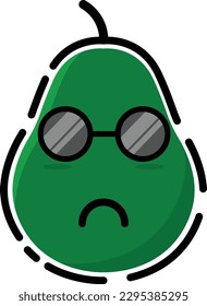 Avocado vector in the form of a cute emoticon.