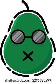 Avocado vector in the form of a cute emoticon.