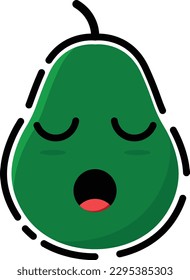 Avocado vector in the form of a cute emoticon.