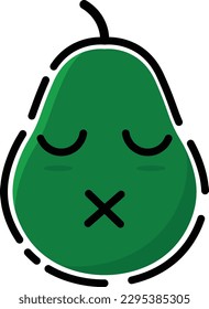 Avocado vector in the form of a cute emoticon.