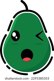 Avocado vector in the form of a cute emoticon.