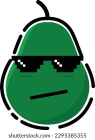 Avocado vector in the form of a cute emoticon.