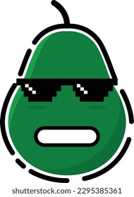 Avocado vector in the form of a cute emoticon.
