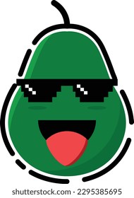 Avocado vector in the form of a cute emoticon.