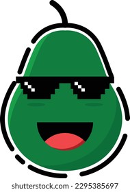Avocado vector in the form of a cute emoticon.