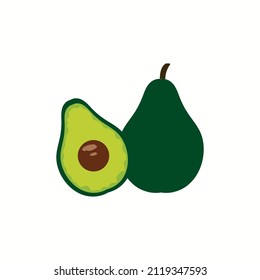 Avocado vector. avocado fruit cut into pieces svg