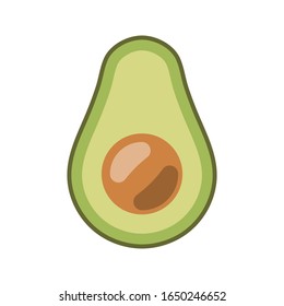 Icono vector aguacate. La mitad de un aguacate en estilo moderno y plano aislado en fondo blanco para el diseño web, pegatinas, aplicaciones, etc.