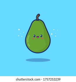 Avocado Vector Icon Illustration. Cute Vegetable. Flat Cartoon Style Suitable for Web Landing Page, Banner, Sticker, Background