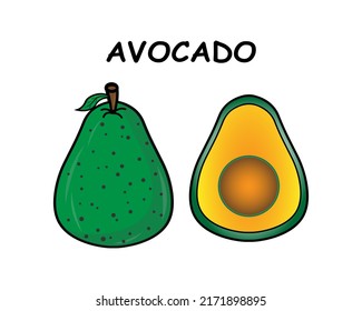 Plantilla de diseño de ilustración de icono vector de aguacate sobre fondo blanco