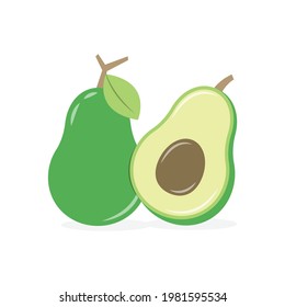 Dibujo de ilustraciones vectoriales de aguacate aislado en fondo blanco.