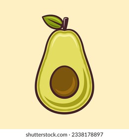Avocado vector illustration in colorful style on light background