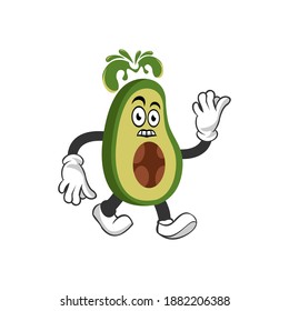 Avocado vector illustration. Design for menu, pack and logo. Funny cartoon character.