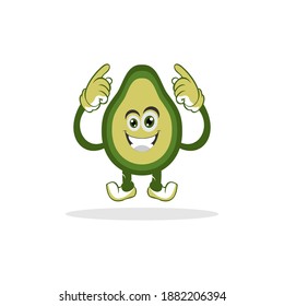 Ilustración vectorial de aguacate. Diseño de menú, paquete y logotipo. Caricatura divertida.