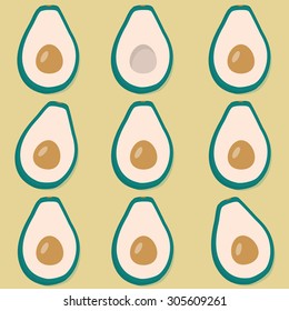 Avocado vector illustration. Flat design.