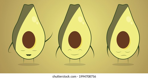 Ilustración vectorial de aguacate aislada en fondo verde. 