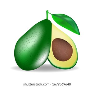 Ilustración vector aguacate, con forma 3D realista. pueden utilizarse como elementos complementarios para el diseño de alimentos.