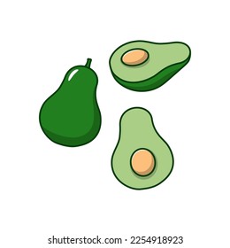 Avocado vector illustration with a simple cartoon style isolated on white background