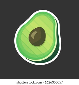 Avocado vector illustration with white stroke on dark background