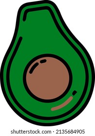 Avocado vector illustration. Whole and sliced ​​avocado isolated on a white background.