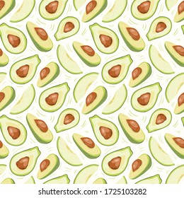 Avocado vector illustrations. Seamless pattern background. hand draw cartoon Scandinavian nordic design style for fashion or interior or cover or textile.