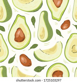 Avocado vector illustrations. Seamless pattern background. hand draw cartoon Scandinavian nordic design style for fashion or interior or cover or textile.