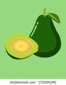 Avocado, Vektorgrafik-Design, grüner Hintergrund