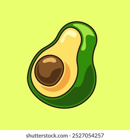 Avocado vector isolated on yellow background, Avocado vector cute simple vector