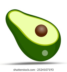 Avocado vector isolated. Plump fresh half avocado. Healthy natural fruits. 