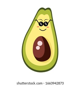 avocado vector, kawai cartoons, smile expressions, funny, cute fruit icons, for graphic designs, stickers, brochures, banners, seeds, fruit benefits and content, fresh fruit
