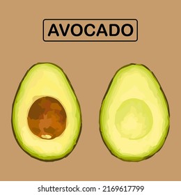 Avocado vector on brown background