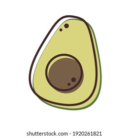 Vector de aguacate. aguacate de fondo blanco. Símbolo del doodle aguacate.