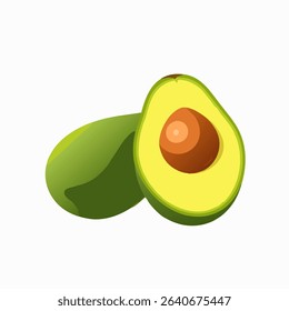 Avocado vector on white background