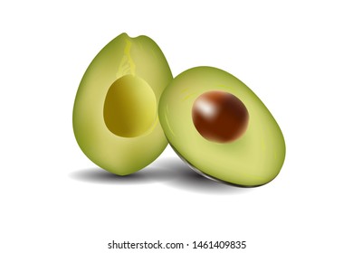 Avocado Vector. Realistic 3d Avocado Illustration Isolated On White. Design Element For Web Or Print Packaging. Vector Illustration. Eps 10