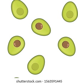 Avocado vector seamless pattern. Aguacate fruit texture.